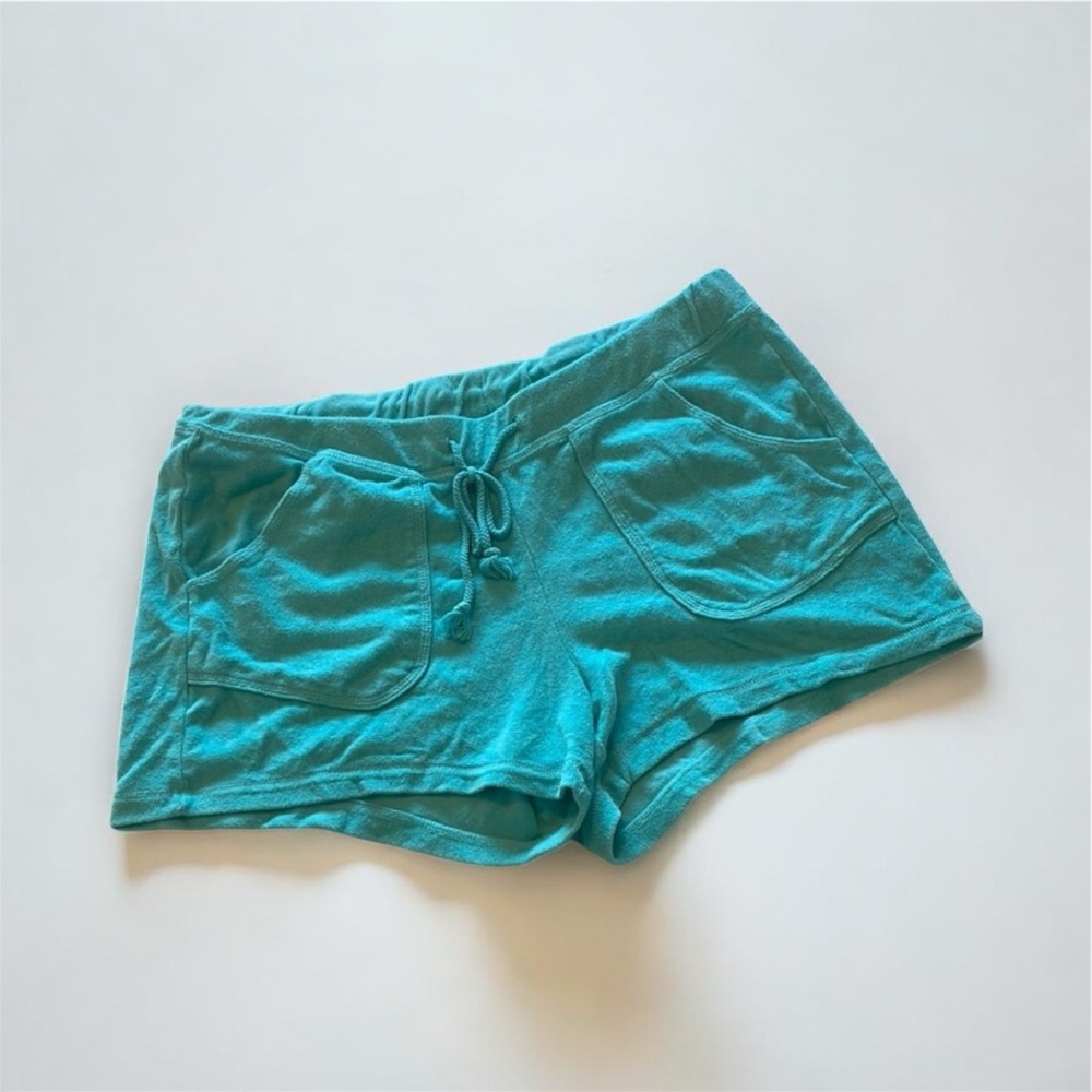 Old navy aqua blue swim cover up terry shorts, women's size L
